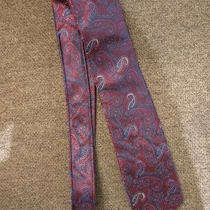 Men’s Tie Paisley Red White Blue XMI Platinum Silk
